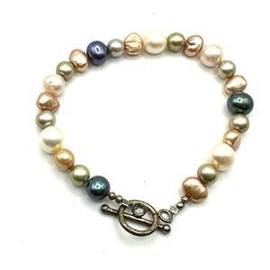 Freshwater Pearl Bracelet Neutral Cream Brown Tan Beaded Jewelry Coastal Cowgirl
